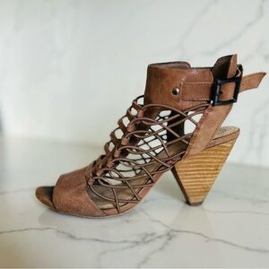 Vince Camuto Tan Caged Heels